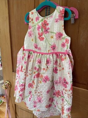George White Sundress with Pink Floral Print